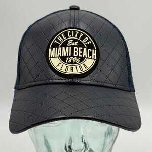 Essential Caps City of Miami Beach Florida Cap Snapback Hat One Sz Faux Leather